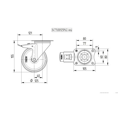 Alpha 8477 series castor 8477UFC125P62