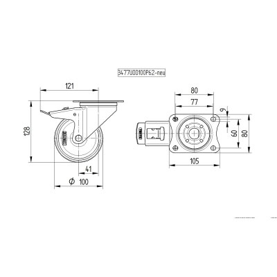 Alpha 8477 series castor 8477UFC100P62