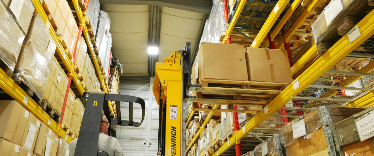 warehouse, storage, pallets, forklift, boxes