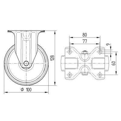 Alpha 3478 series castor 3478UFP100P62 | 100mm | Plate fitting 103x85mm ...